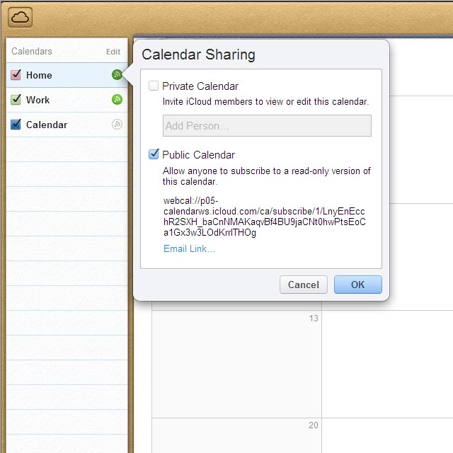 If you select Public Calendar: