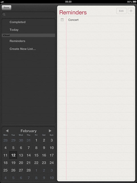 Key in the required text and press Done.