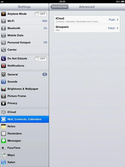 Press the required email account.