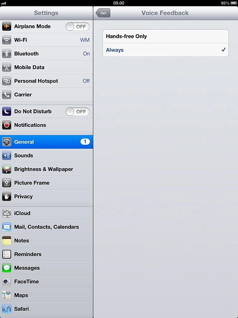 Press Hands-free Only or Always.