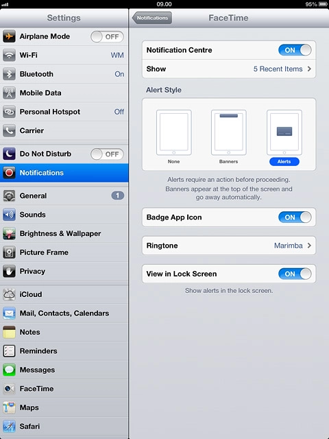 To change display format:Press the required format below Alert Style.