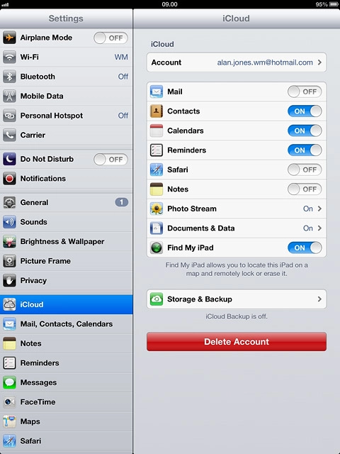 Press iCloud.Log on to iCloud if you're asked to do so.