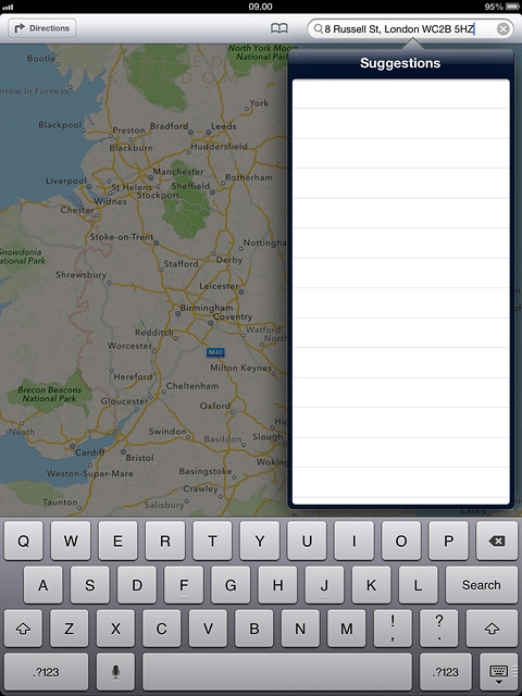 Key in the required destination and press Search.