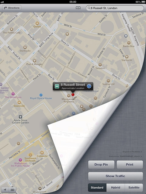Press the bottom right corner of the display.Press Standard, Hybrid or Satellite.
