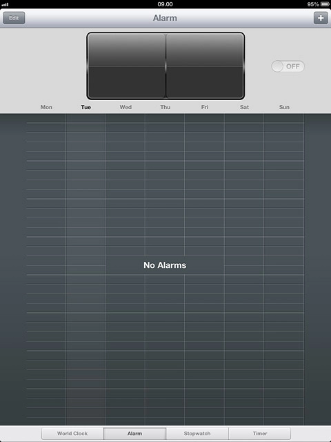 Press the add alarm icon.