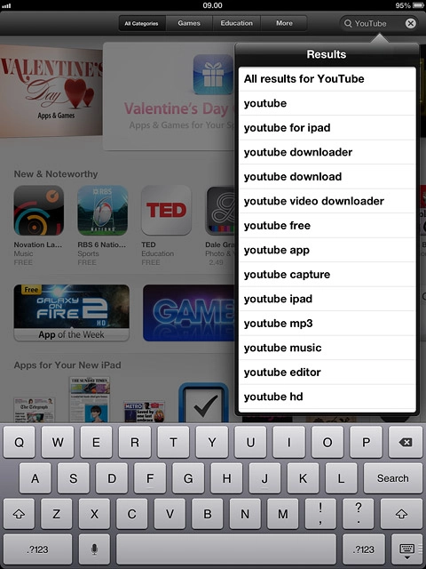 Key in YouTube and press Search.