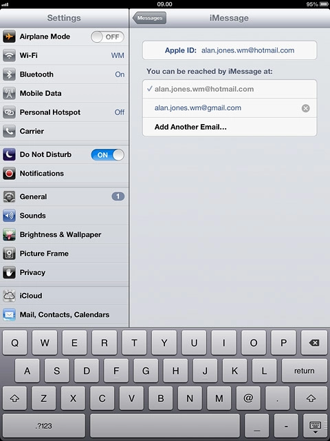 Key in the required email address and press return.