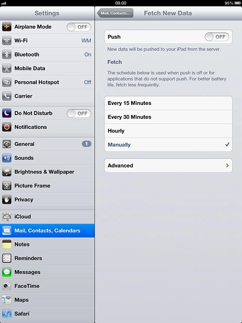 Press Mail, Contacts... to save the settings.