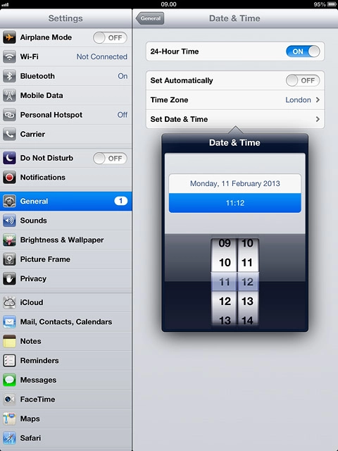 Press Set Date & Time to go back to the settings.