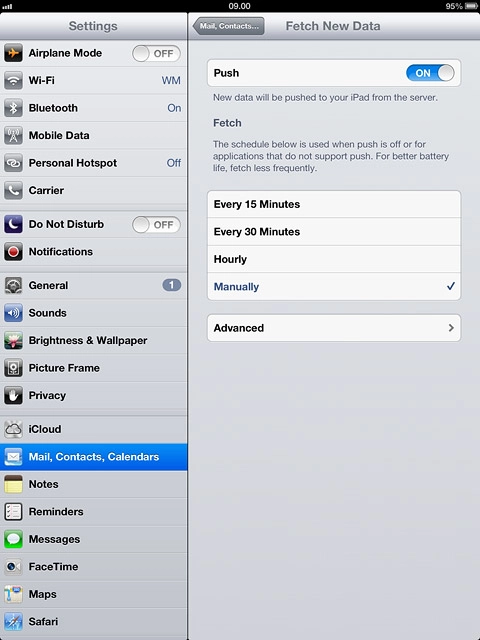 Press Mail, Contacts... to save the settings.