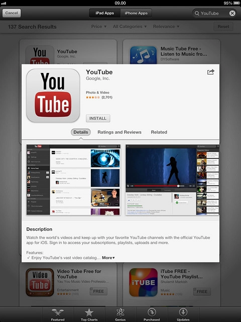 Press INSTALL.Log on to App Store if you're asked to do so.Wait a moment while the application is installed.