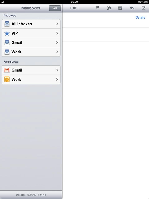 Press the required email account below Inboxes.