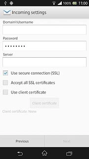 Press Use secure connection (SSL) to turn SSL encryption on or off.