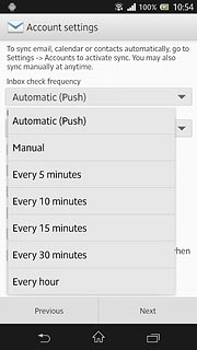 Press Automatic (Push), Manual or the required interval.Please note:Each time your phone connects to the server to synchronise, data charges will apply.