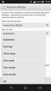 Press the required setting.