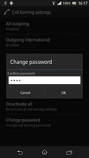 Key in the new barring password again and press OK.
