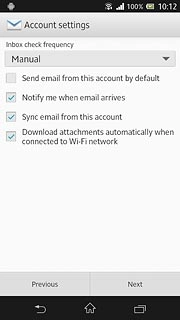 Press the drop down list below Inbox check frequency.