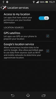 Press Google's location service to turn the function on or off.