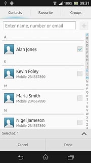 When the box next to the required contact is ticked (V), it's selected.