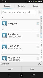 When the box next to the required contact is ticked (V), it's selected.