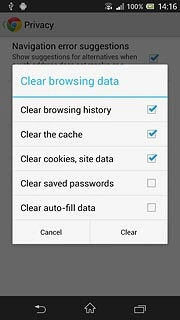 Press Clear the cache and Clear cookies, site data.