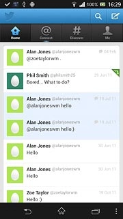 You can now use the application.Please note that Twitter isn't part of the original application package and therefore only a general description is given here.You have a number of options, such as:Write status updatesView status updates from people you followView messages sent directly to youTurn status updates on or off