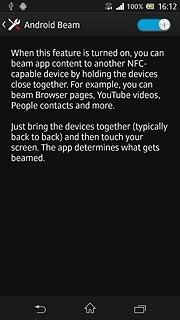 Press the indicator next to Android Beam to turn the function on or off.