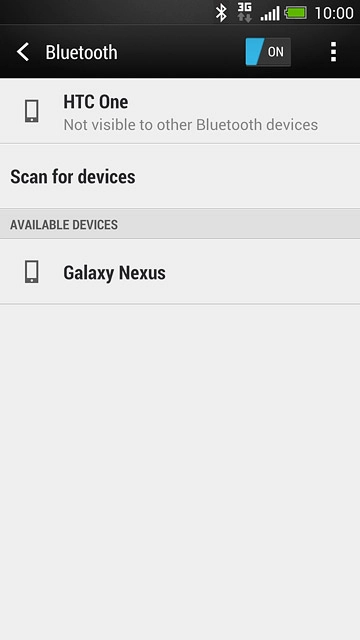 Make sure the other device is turned on and is ready to connect via Bluetooth.Your phone now searches for devices and after a moment, a list of Bluetooth devices within range is displayed.Press the required Bluetooth device.Follow the instructions on the display to pair the Bluetooth device with your phone.The new device is displayed on the list of paired devices.