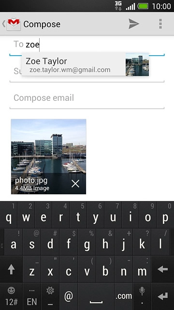 Press the required contact.Write subject and text for your email message.
