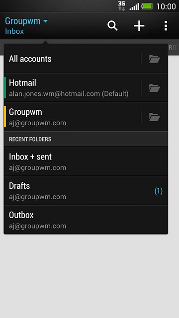 Press the required email account.