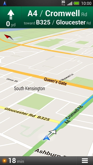 The travel time is displayed at the bottom of the display.Follow the verbal instructions or the instructions on the display to go to the selected destination.