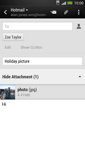 Press the send icon when you've finished your email message.