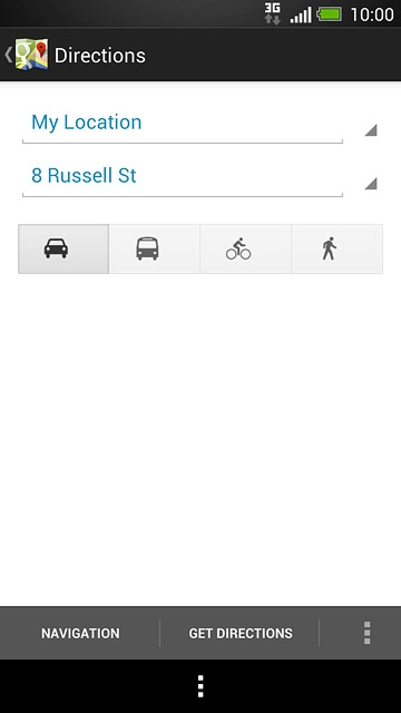 Press the required mode of transportation.