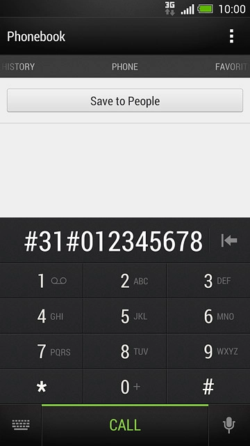 Example: #31#012345678Press CALL.