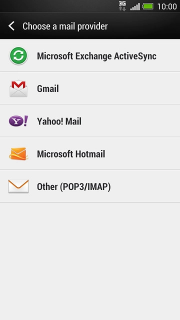 Press Microsoft Exchange ActiveSync.