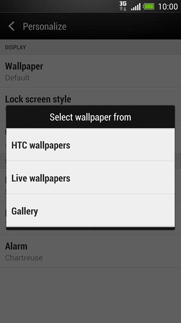 To use one of the phone pictures:Press HTC wallpapers.
