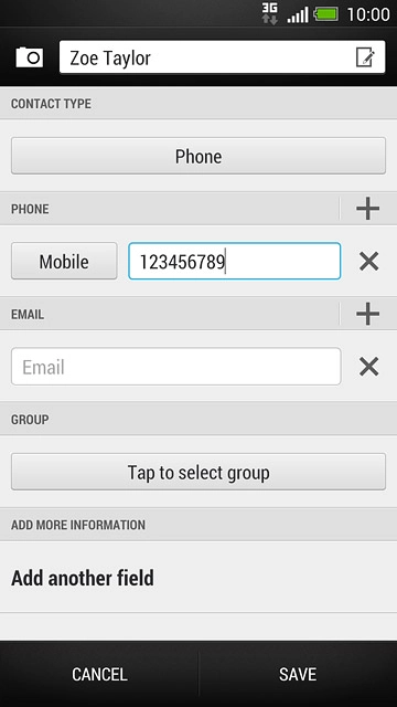 Press the field next to the phone number.