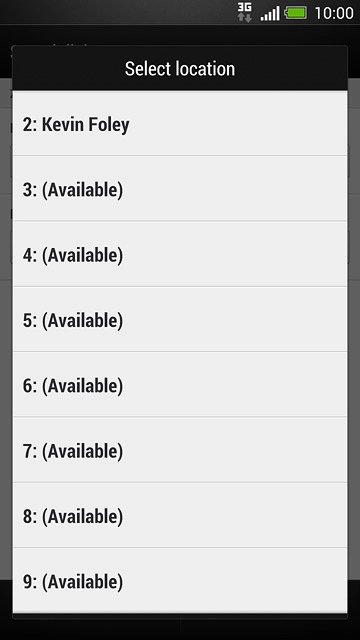 Press the required location.