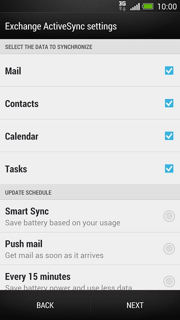Press the required setting below 