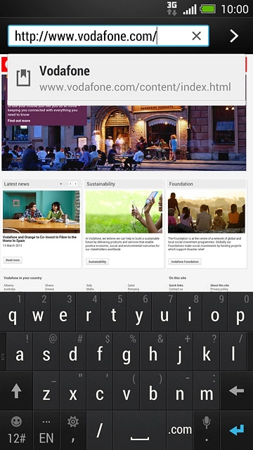 Key in the address of the required web page and press arrow right.