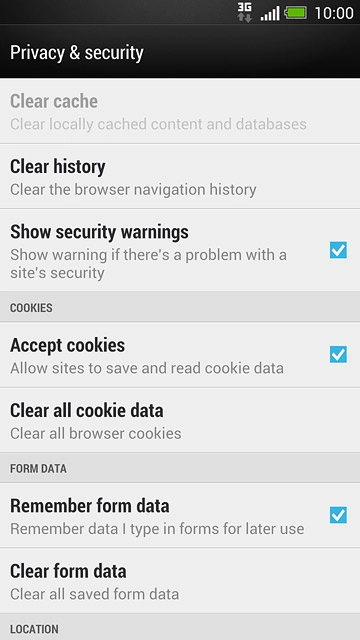 Press Clear all cookie data.