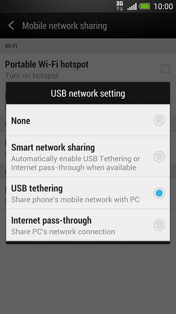 Press USB tethering.
