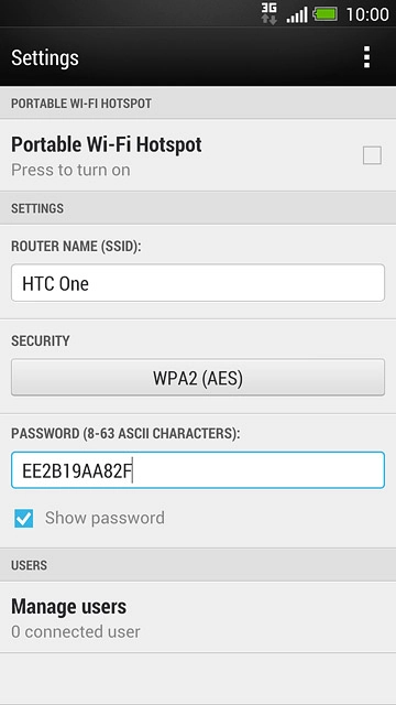 Press Portable Wi-Fi Hotspot until the display tells you that the function is turned on.