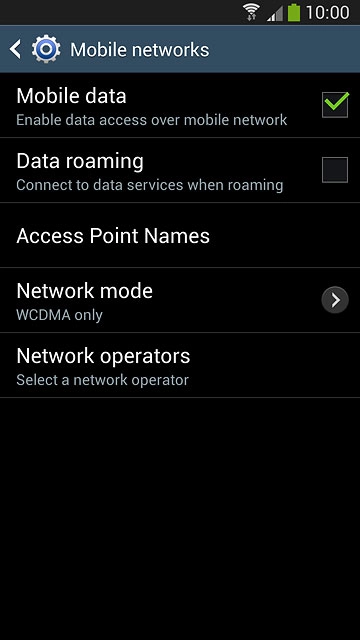 Press Data roaming to turn the function on or off.