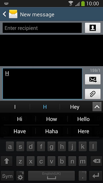Press the required word to insert it.