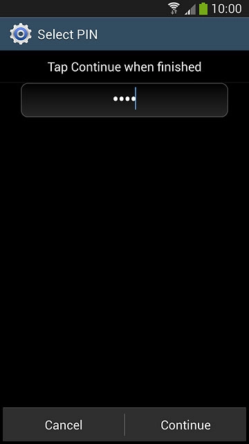 Key in the required phone lock code and press Continue.