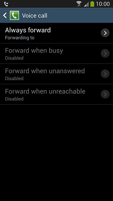 Press one of the following options:Always forward