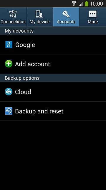 Press Backup and reset.