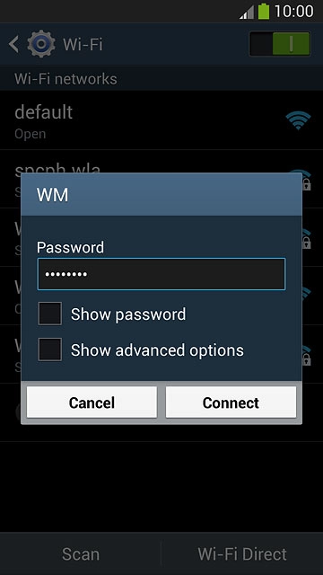 Follow the instructions on the display to select security settings, if required.Press Connect.