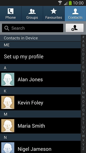 Press the Contacts tab.